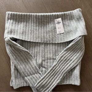 Abercrombie Ribbed Foldover Off-The-Shoulder Sweater